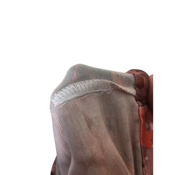 Eva Claudi Dress Women's Size Small Orange Pink Floral Long Sleeve V-Neck - Picture 8 of 8